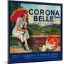 Corona Belle Orange Label - Corona, CA-Lantern Press-Mounted Art Print