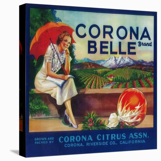 Corona Belle Orange Label - Corona, CA-Lantern Press-Stretched Canvas