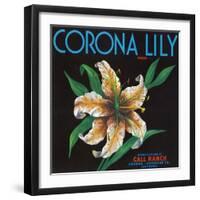 Corona, California, Corona Lily Brand Citrus Label-Lantern Press-Framed Art Print