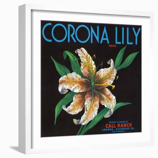 Corona, California, Corona Lily Brand Citrus Label-Lantern Press-Framed Art Print