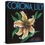 Corona, California, Corona Lily Brand Citrus Label-Lantern Press-Stretched Canvas