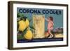Corona Cooler Brand - Corona, California - Citrus Crate Label-Lantern Press-Framed Art Print