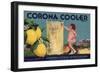 Corona Cooler Brand - Corona, California - Citrus Crate Label-Lantern Press-Framed Art Print