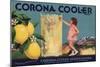 Corona Cooler Brand - Corona, California - Citrus Crate Label-Lantern Press-Mounted Art Print