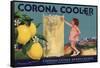 Corona Cooler Brand - Corona, California - Citrus Crate Label-Lantern Press-Framed Stretched Canvas