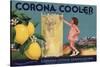 Corona Cooler Brand - Corona, California - Citrus Crate Label-Lantern Press-Stretched Canvas