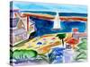 Corona del Mar, Newport Beach, 2018, (watercolor on paper)-Richard Fox-Stretched Canvas