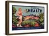 Corona Health Brand - Corona, California - Citrus Crate Label-Lantern Press-Framed Art Print