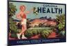 Corona Health Brand - Corona, California - Citrus Crate Label-Lantern Press-Mounted Art Print