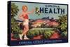 Corona Health Brand - Corona, California - Citrus Crate Label-Lantern Press-Stretched Canvas