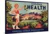 Corona Health Brand - Corona, California - Citrus Crate Label-Lantern Press-Stretched Canvas