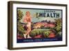 Corona Health Brand - Corona, California - Citrus Crate Label-Lantern Press-Framed Art Print