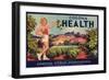 Corona Health Brand - Corona, California - Citrus Crate Label-Lantern Press-Framed Art Print