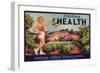 Corona Health Brand - Corona, California - Citrus Crate Label-Lantern Press-Framed Art Print