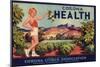 Corona Health Brand - Corona, California - Citrus Crate Label-Lantern Press-Mounted Art Print