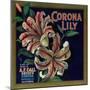 Corona Lily Orange Label - Corona, CA-Lantern Press-Mounted Art Print