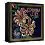 Corona Lily Orange Label - Corona, CA-Lantern Press-Framed Stretched Canvas