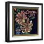 Corona Lily Orange Label - Corona, CA-Lantern Press-Framed Art Print