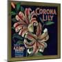 Corona Lily Orange Label - Corona, CA-Lantern Press-Mounted Art Print