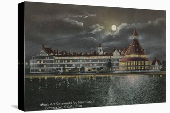 Coronado, CA - Moonlit View of Hotel del Coronado-Lantern Press-Stretched Canvas