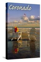 Coronado, California - Adirondack Chairs on the Beach-Lantern Press-Stretched Canvas