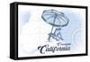 Coronado, California - Beach Chair and Umbrella - Blue - Coastal Icon-Lantern Press-Framed Stretched Canvas
