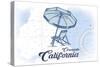 Coronado, California - Beach Chair and Umbrella - Blue - Coastal Icon-Lantern Press-Stretched Canvas