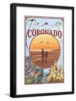 Coronado, California - Beach Montage-Lantern Press-Framed Art Print