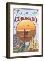 Coronado, California - Beach Montage-Lantern Press-Framed Art Print