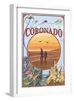 Coronado, California - Beach Montage-Lantern Press-Framed Art Print