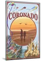 Coronado, California - Beach Montage-Lantern Press-Mounted Art Print