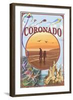 Coronado, California - Beach Montage-Lantern Press-Framed Art Print