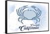 Coronado, California - Crab - Blue - Coastal Icon-Lantern Press-Framed Stretched Canvas