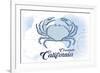 Coronado, California - Crab - Blue - Coastal Icon-Lantern Press-Framed Art Print