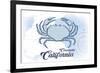 Coronado, California - Crab - Blue - Coastal Icon-Lantern Press-Framed Art Print