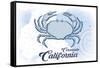 Coronado, California - Crab - Blue - Coastal Icon-Lantern Press-Framed Stretched Canvas