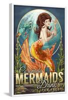 Coronado, California - Mermaid's Drink for Free-Lantern Press-Framed Art Print