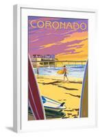 Coronado, California - Ocean Beach Pier-Lantern Press-Framed Art Print