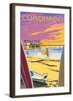 Coronado, California - Ocean Beach Pier-Lantern Press-Framed Art Print