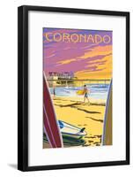 Coronado, California - Ocean Beach Pier-Lantern Press-Framed Art Print