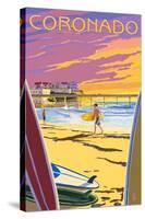 Coronado, California - Ocean Beach Pier-Lantern Press-Stretched Canvas