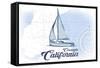 Coronado, California - Sailboat - Blue - Coastal Icon-Lantern Press-Framed Stretched Canvas