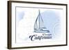 Coronado, California - Sailboat - Blue - Coastal Icon-Lantern Press-Framed Art Print