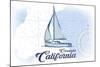 Coronado, California - Sailboat - Blue - Coastal Icon-Lantern Press-Mounted Art Print