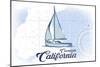 Coronado, California - Sailboat - Blue - Coastal Icon-Lantern Press-Mounted Art Print