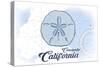 Coronado, California - Sand Dollar - Blue - Coastal Icon-Lantern Press-Stretched Canvas