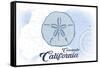 Coronado, California - Sand Dollar - Blue - Coastal Icon-Lantern Press-Framed Stretched Canvas