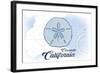 Coronado, California - Sand Dollar - Blue - Coastal Icon-Lantern Press-Framed Art Print