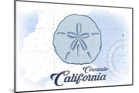 Coronado, California - Sand Dollar - Blue - Coastal Icon-Lantern Press-Mounted Art Print