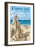 Coronado, California - Sandcastle-Lantern Press-Framed Art Print